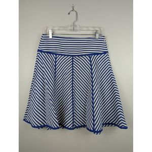 Finity Women's Flared Skirt Blue White‎ Stripes 8 Nautical Retro Chevron Lined
